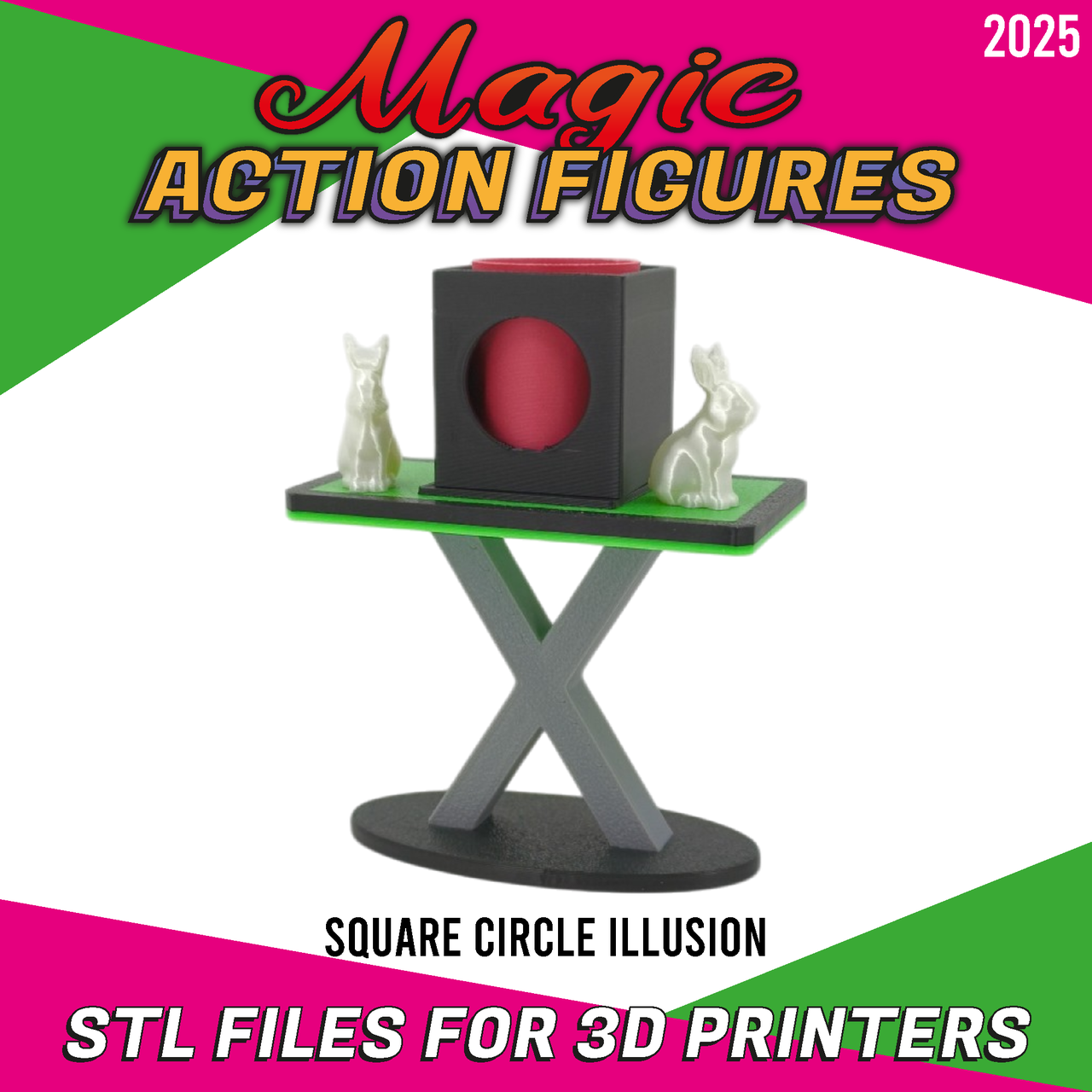 Square Circle Illusion - 3D Printable Action figure CREATIVITY LAB (Instant Download)